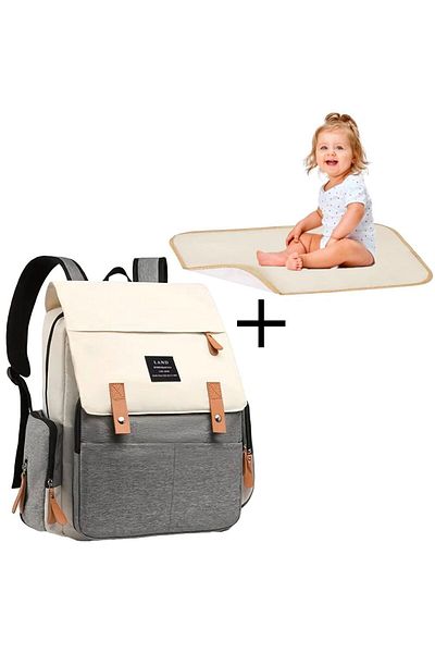 Quasar & Co. Rucsac Pentru Mamici Si Bebelusi, Compartimentat, Textil, 40x30x13 Cm, Gri-alb