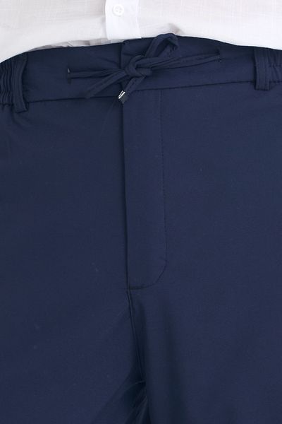 EXSPORT Men's Side Pockets, Elastic Waist, Lace-Up Belt, Relaxed Fit, Comfortable Cut Cool Fabric Trousers