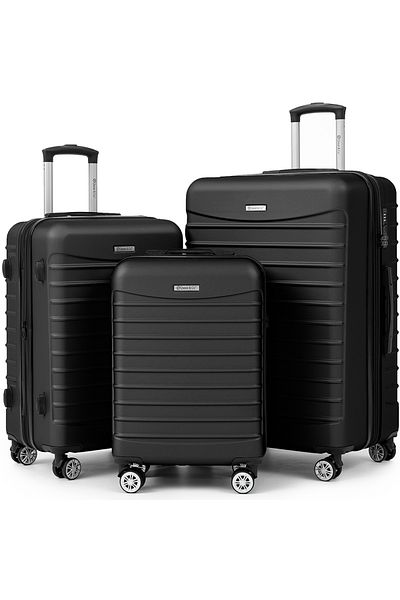 Quasar & Co. Set 3 Trolere,s/m/l,model Line, 4 Roti Maner Telescopic, Cifru, Abs, Negru