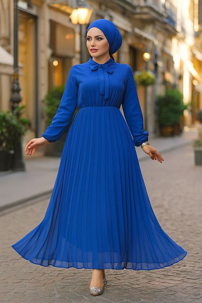 Neva Style Μπλε ινδικό φόρεμα με γιακά 50351IM