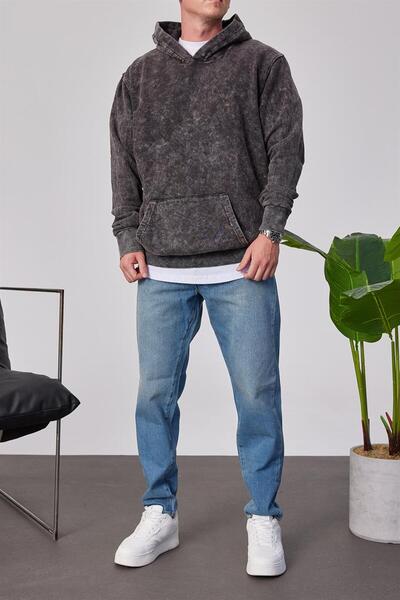 NOMARC Washable Basic Hooded Smoked Sweatshirt