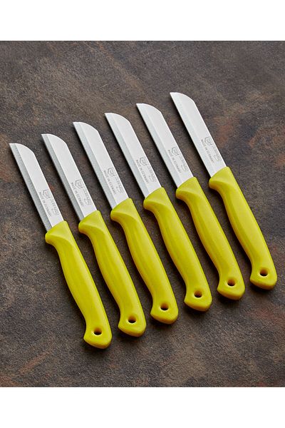 onon Sofrada Moda Yellow Glitter Solingen Fruit Knife - Set of 6 Hanging Serrated