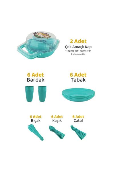 Decobella Picnic Set Plum 32 Pieces for 6 People