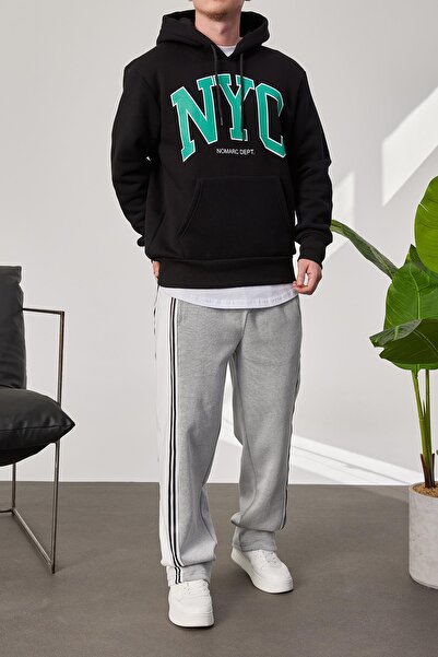 NOMARC Φούτερ NYC με στάμπα μαύρη κουκούλα