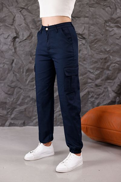 alanora Women's High Waist Elastic Leg Jogger Cargo Pocket Trousers
