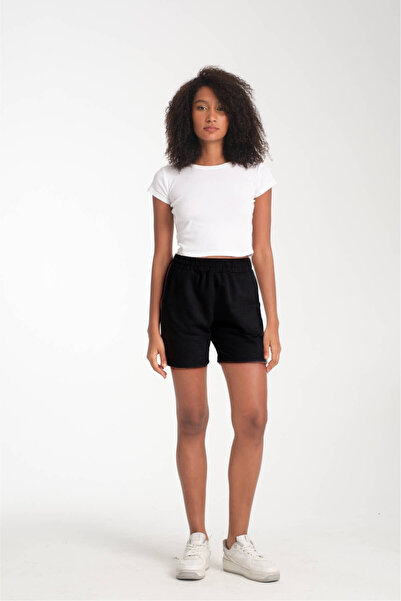 VERSCOVE Kadın mini boy yan cepli 2 iplik mevsimlik penye şort