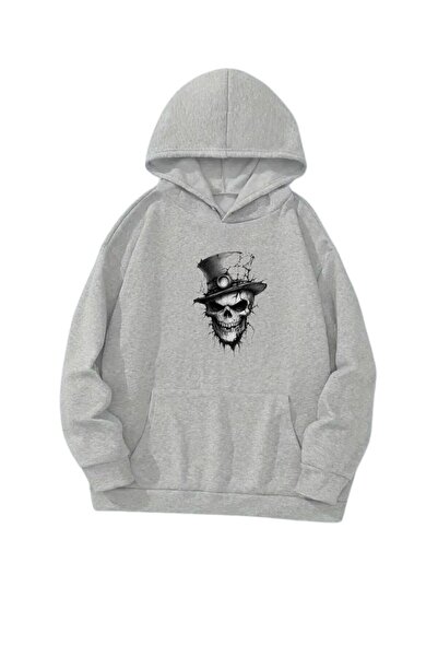 VERSCOVE قبعة جمجمة مطبوعة سويت شيرت جيب الكنغر هوديي 2 خيط موسمي مريح