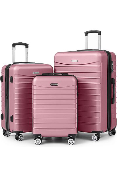 Quasar & Co. Set 3 Trolere,s/m/l,model Line, 4 Roti Maner Telescopic, Cifru, Abs, Roz Pudrat
