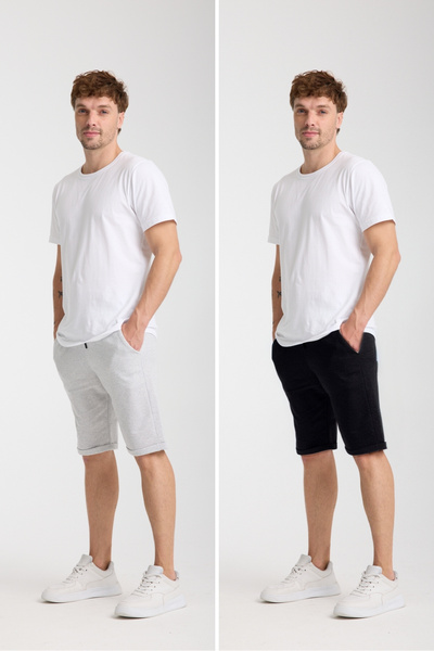 VERSCOVE Erkek duble paça 2 li avantaj set yan cepli belden bağcıklı basic pe...