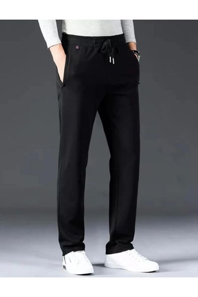 MERTEX Men's Sweatpants Large Size Straight-Leg Zipper Pocket Comfortable Fit 3 Threads Sharted