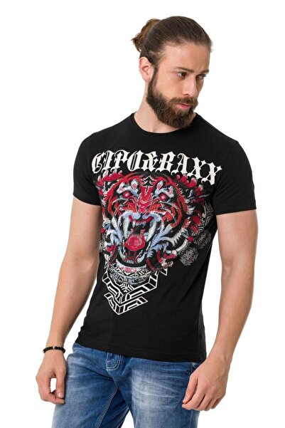 Cipo&Baxx Ct729 stone tiger patterned t-shirt