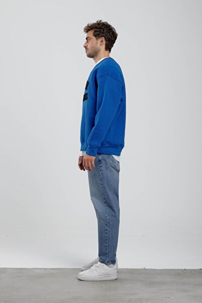 NOMARC Mavi Lavenir Yazılı Mavi Sweatshirt