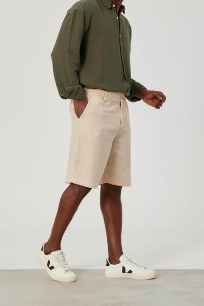 NOMARC Men's Cream Linen Shorts