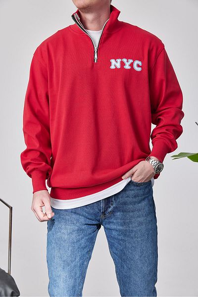 NOMARC Червен суитшърт с цип NYC
