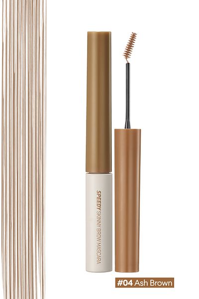 PERIPERA Peripera Speedy Skinny Browcara 04 Ash Brown - Intense Pigmented Eyebrow Mascara with Special Brush Design