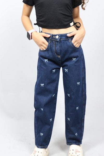 Ede Tekstil Jeans Girl's Embroidered Denim Pants