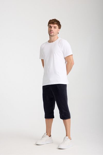 VERSCOVE Men's Capri Length Side Pockets Lace-Up Waist Basic Bermuda Combed Cotton Shorts