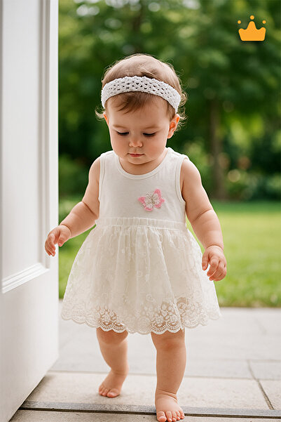 Babyhola 0-12 Ay %100 Pamuk Kız Bebek Tek Kat Elbise Çıtçıtlı Badi 3528