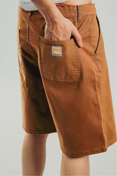 UKHWD SUPPLY Brown Gabardine Baggy Jean Men's Shorts Jorts