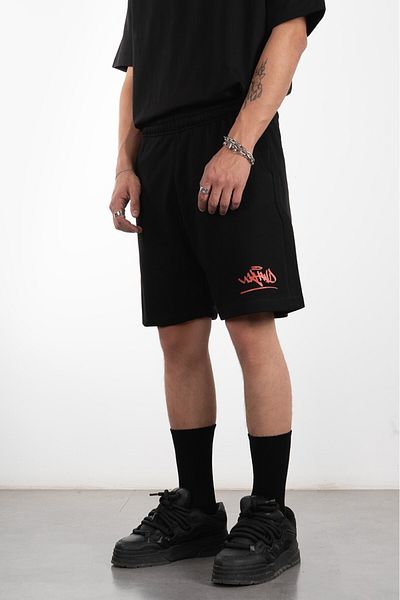 UKHWD SUPPLY Red Classic Graffiti Logo 100% Cotton Men's Shorts