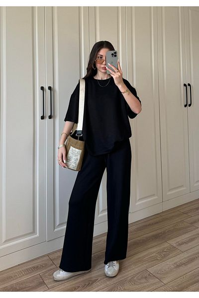 GAMA FASHİON Set de bază pentru femei din țesătură modal neagră