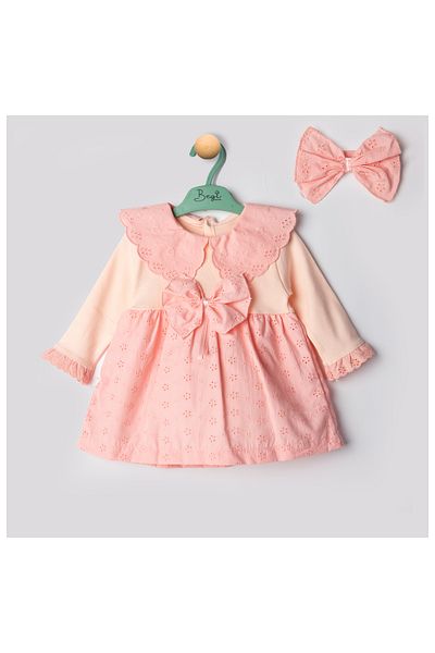 Babyhola 0-12 Months Baby Girl Eid Dress Set Cotton with Hairband