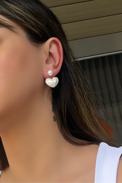 Tasarım Trend İnci Kalp Küpe