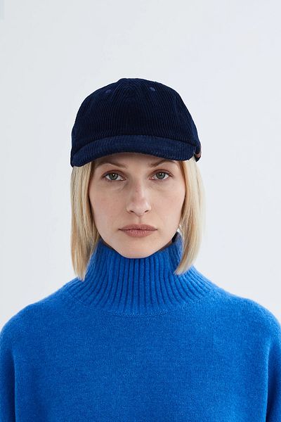Nordbron Women's Navy Blue 100% Cotton Corduroy Hat with Inner Lining and Back Adjustable Cap Lony