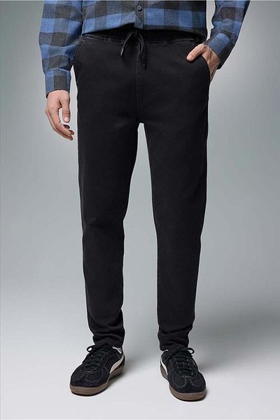 VENA Ανδρικό παντελόνι David Black Slim Fit με ελαστική μέση - 11884b-603