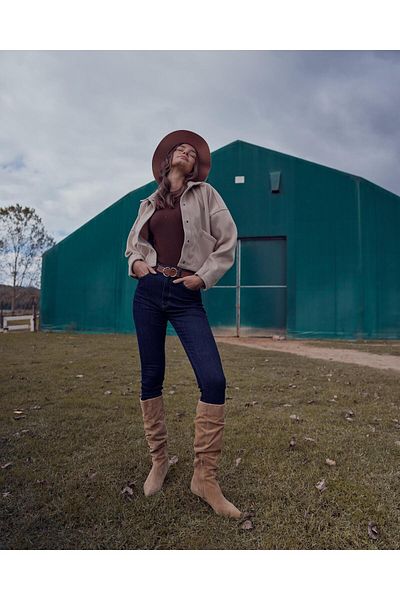 VENA Pantaloni skinny de damă Holly Premium albastru închis cu talie foarte înaltă