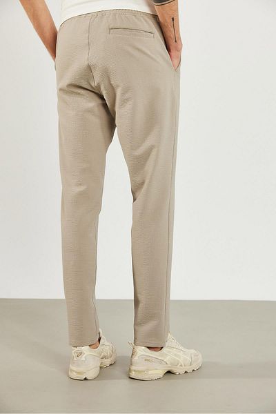 VENA Ανδρικό παντελόνι Alfred Grey Slim Straight Seersucker με ελαστική μέση