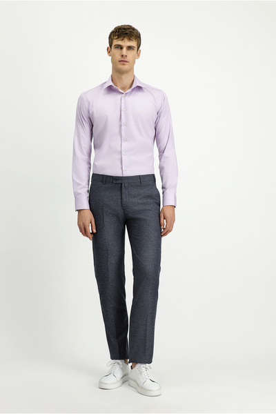 Kiğılı Uzun Kol Slim Fit Dar Kesim Klasik Non Iron Pamuklu Gömlek