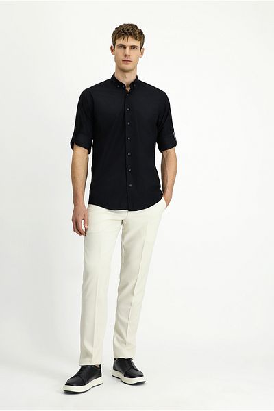 Kiğılı Long Sleeve Regular Fit Button Collar Cotton Shirt