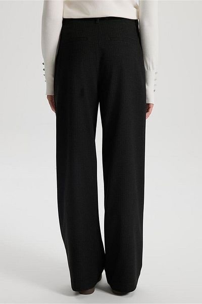 VENA Women's Wide Leg Black Striped Trousers