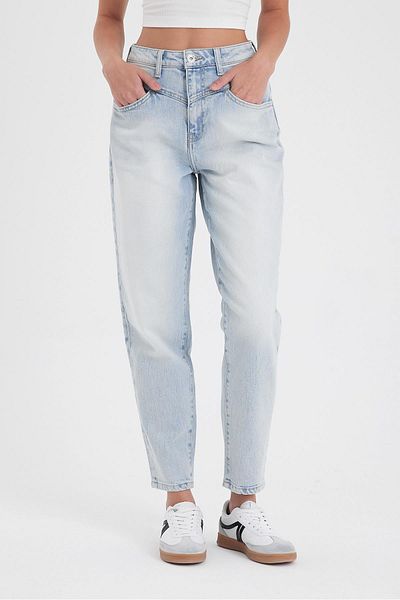 VENA Pantaloni de damă Kyla Sky Blue cu talie înaltă Ripped Mom Jean