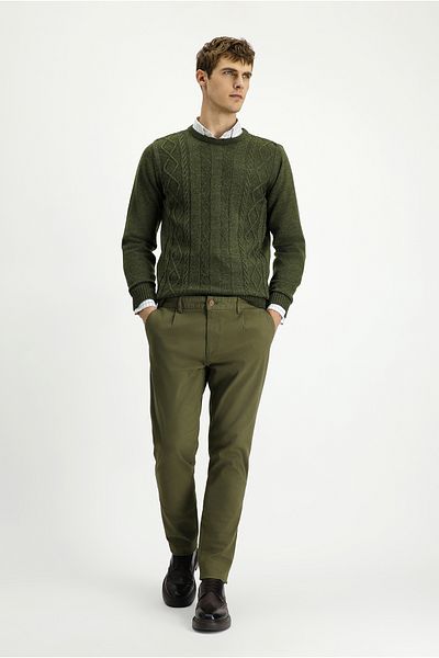 Kiğılı Regular Fit Lycra Pleated Canvas / Chino Pants