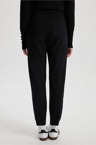VENA Women's Norah Black Elastic Waist Gabardine Trousers - 11802g-028