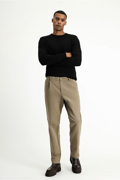 Kiğılı Regular Fit Lycra Pleated Canvas / Chino Pants