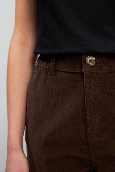 VENA Kadın Norah Kahverengi Beli Lastikli Kadife Pantolon