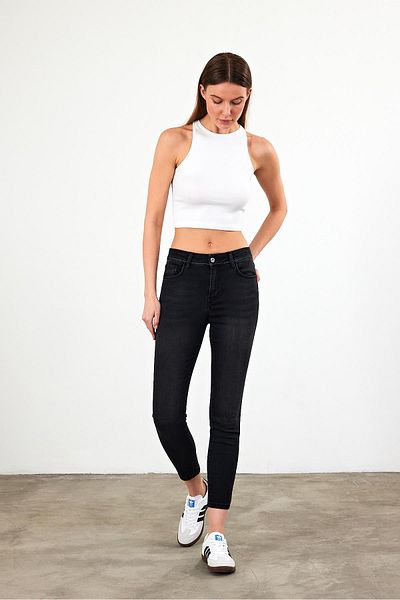 VENA Blugi negri skinny Gabriella de damă (Lyocell)