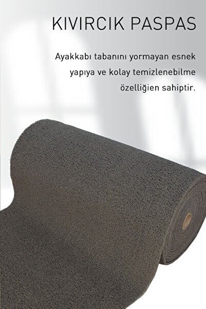 Paspas Yap Gri Kıvırcık Paspas Su Emici Kaymaz Paspas Iş Yeri Apartman Mekan Paspası Dış Kapı Paspası Kivircik