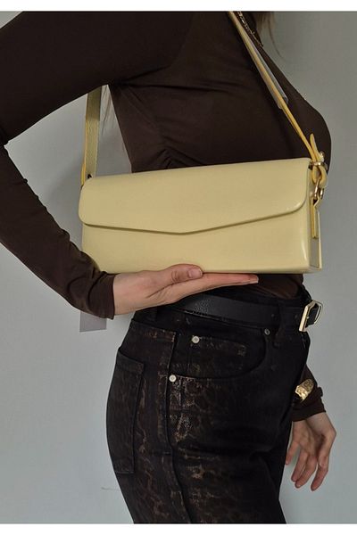 İzel Çakran Butter Yellow Baguette Hand & Shoulder Bag
