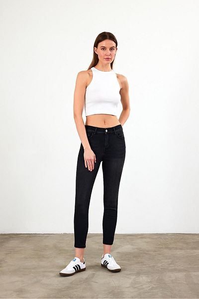 VENA Blugi negri skinny Gabriella de damă (Lyocell)