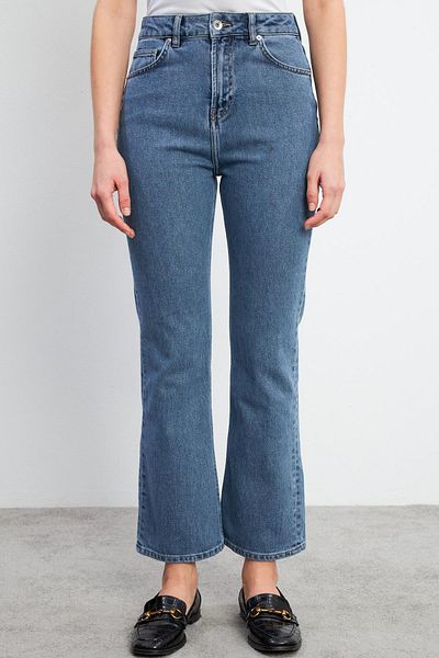 VENA Pantaloni de damă Nadia, albastru închis, cu talie înaltă, pantaloni de jeans
