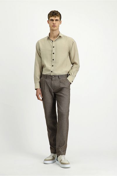 Kiğılı Slim Fit Slim Fit Patterned Linen Blended Pleated Classic Fabric Trousers