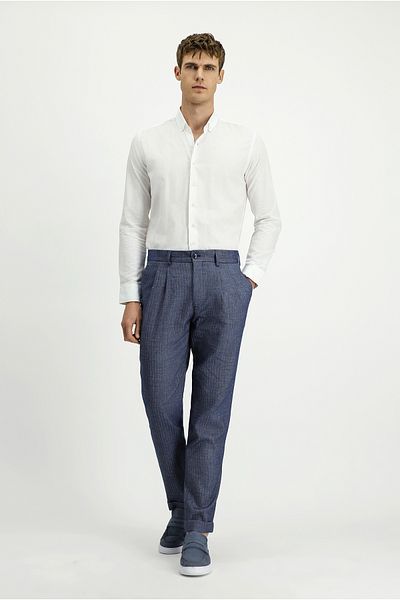 Kiğılı Slim Fit Slim Fit Patterned Linen Blended Pleated Classic Fabric Trousers