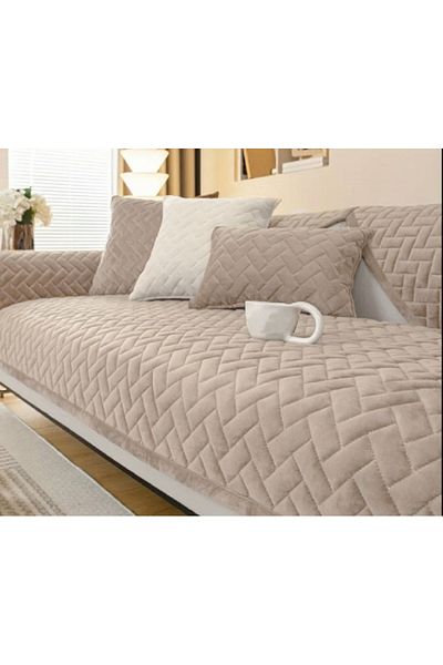 DECORA CASA HOME COLLECTİON Set de 4 huse de scaun cu model matlasat din catifea (pentru 1 loc) 2 huse de scaun + 1 husă de pernă cadou