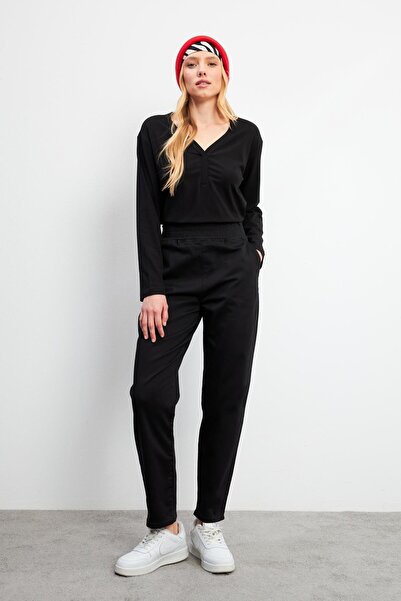 VENA Women's Marla Black Color High Waist Slouchy Pants