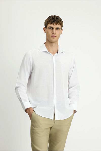 Kiğılı Long Sleeve Classic Print Cotton Easy-Iron Shirt