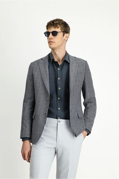 Kiğılı Regular Fit Woolen Herringbone Jacket